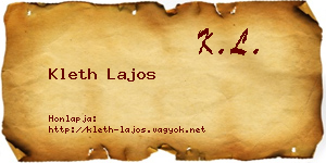 Kleth Lajos névjegykártya